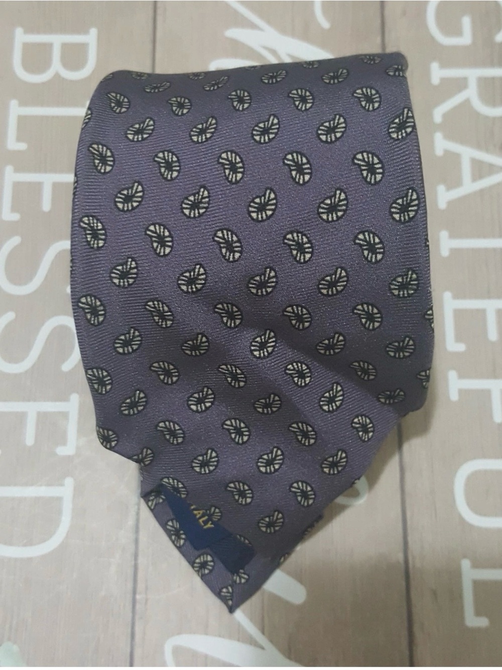 Polo by Ralph Lauren Purple Tie with Cream Paisley Dots
